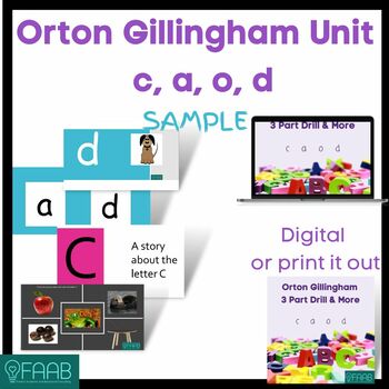 Preview of SAMPLE- Beginner Orton Gillingham/Phonics-Intro/Remediation-c, a, o & d, VC/CVC