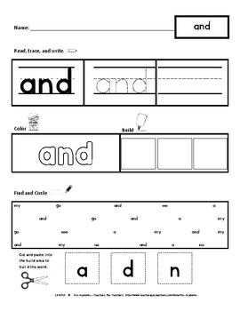 sample dolch sight words pre k worksheets the
