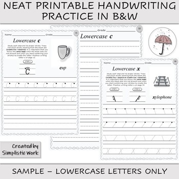 Preview of SAMPLE, IMPROVE HANDWRITING - LOWERCASE LETTERS PDF