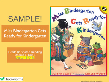 Preview of SAMPLE Kindergarten Shared Reading Google Slides- Bookworms Supplement