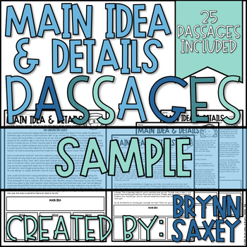 Preview of SAMPLE Main Idea and Details Comprehension Practice Passages