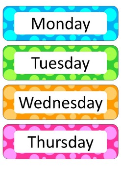 SAMPLE Medium Sized Days of the Week Cards by Tristan Grant | TpT