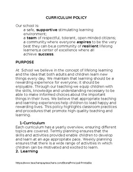 Preview of Sample of a curriculum policy (editable resource)