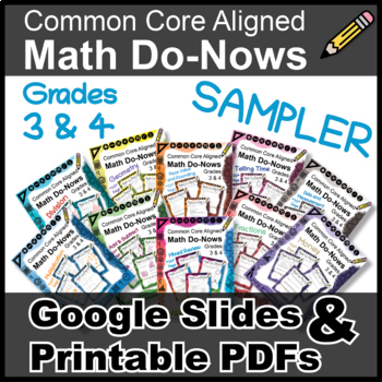 Preview of SAMPLER Daily Math Warm Up Do Nows Grades 3 & 4 Review