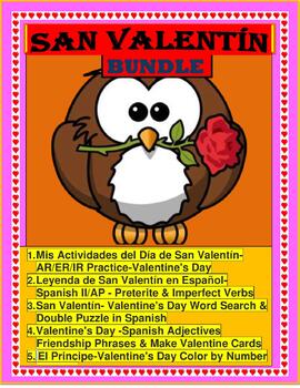 Preview of SAN VALENTÍN- VALENTINE'S DAY SPANISH BUNDLE-Distance Learning 