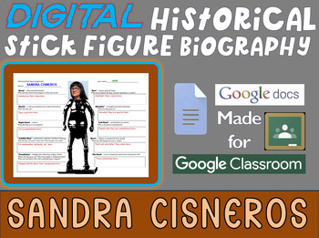 Preview of SANDRA CISNEROS Digital Historical Stick Figure Biographies  (MINI BIO)