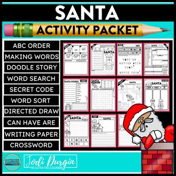 Preview of SANTA ACTIVITY PACKET word search CHRISTMAS worksheets NORTH POLE early finisher