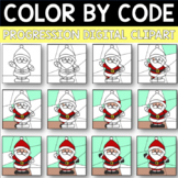 SANTA Color by Code Progression Digital Clip Art CHRISTMAS
