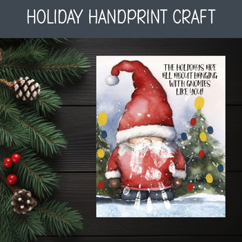 Preview of SANTA GNOME HANDPRINT CRAFT, HOLIDAY FINGERPRINT ART, CHRISTMAS DAYCARE ACTIVITY