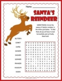 SANTA'S REINDEER Word Search Puzzle Worksheet - Easy Chris