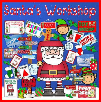 Preview of SANTA'S TOY WORKSHOP ROLE PLAY TEACHING RESOURCES CHRISTMAS DISPLAY EYFS KS1
