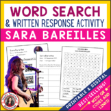 SARA BAREILLES Music Word Search & Research Activity for G