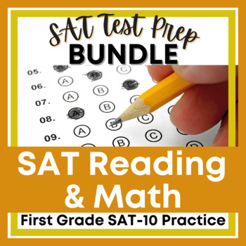 Preview of SAT-10 First Grade Reading + Math Practice Primary Reading Test Prep BUNDLE