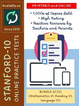 Preview of SAT-10 Practice-Gr1 (BUNDLE: Math, Rdg, Lang-Set 1) + Access to Online Format
