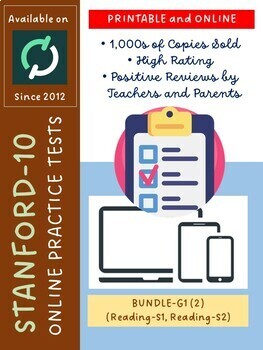 Preview of SAT-10 Practice-Grade 1 (BUNDLE: Reading-Set 1 and 2) + Access to Online Format