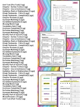 SAT ACT Reading Vocabulary Test Preparation Worksheets and Practice