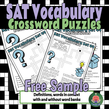 Preview of SAT ACT Vocabulary Crossword Puzzle FREE SAMPLE *Test Prep*