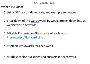 Preview of SAT Exam Vocab Prep - Digital Download