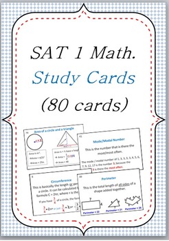 Preview of SAT I Math Dictionary Vocabulary Study Flashcards 80 cards
