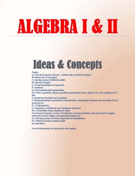 Preview of ALGEBRA I & II BUNDLED NOTES FOR ONLINE TEACHERS