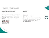 SAT Math Bell Ringer Daily Agenda: Algebra Focus 100 Days 