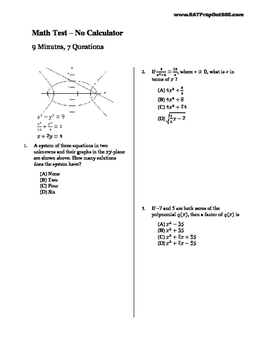 Sat Math Diagnostic Exam Free Version By Dr Steve Warner Tpt