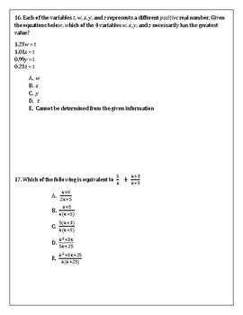 printable sat math practice worksheets with answers