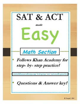 Preview of SAT & ACT Math Prep! Follows Khan Academy! SAT & ACT Made Easy! FREE Version