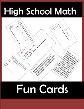 Preview of High School Math Fun Cards-You Can Edit