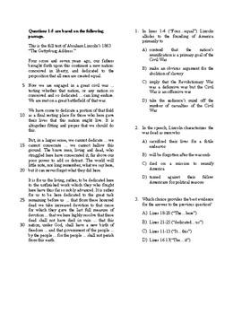 Preview of SAT Reading Bell Ringer "The Gettysburg Address"