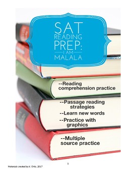Preview of SAT Reading Practice or Common Core Mult Choice-- Text Excerpts from I Am Malala