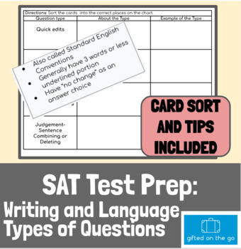 Preview of SAT TEST PREP: WRITING & LANGUAGE TYPES OF QUESTIONS CARD SORT