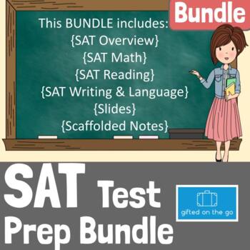 Preview of SAT Test Prep: Basics, Math, Reading, Writing Slides & Scaffolded Notes Bundle