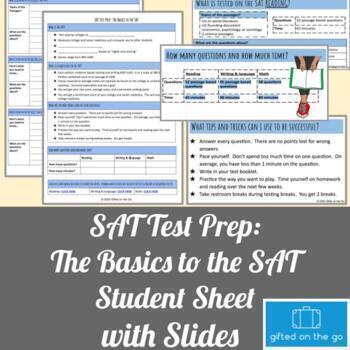Preview of SAT Test Prep:  The Basics to the SAT Student Sheet with Slides