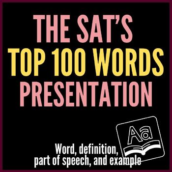 Preview of SAT Top 100 Words Vocabulary Presentation Slideshow Google Slides