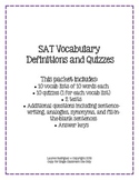 SAT Vocab Definitions and Quizzes - 100 Words and 10 Quizzes