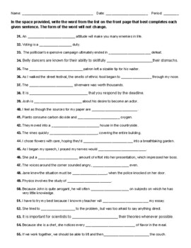 sat vocabulary 2 practice worksheet by margaret kiefer tpt