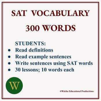 Preview of SAT  Vocabulary 300 Words : Definitions and Writing Practice