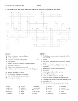 Preview of SAT Vocabulary Builders II - Crosswords, Study Guides, & Assessments