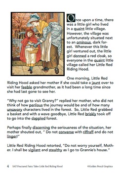 Sat Vocabulary Fractured Fairy Tales Little Red Riding Hood Tpt