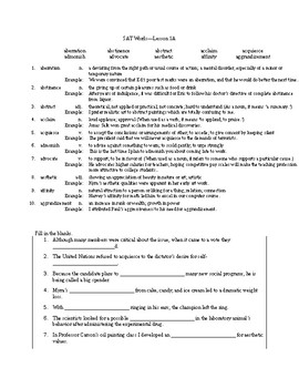 sat vocabulary practice by cynthia s high school english store tpt