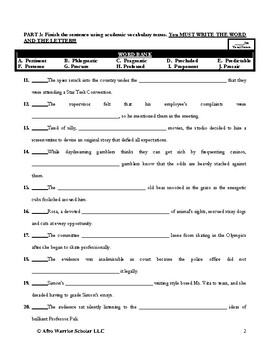 SAT Vocabulary Practice Worksheet #15: Words #141-150 by ...