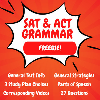 Preview of SAT and ACT Grammar Worksheets: Parts of Speech Practice and Study Plans