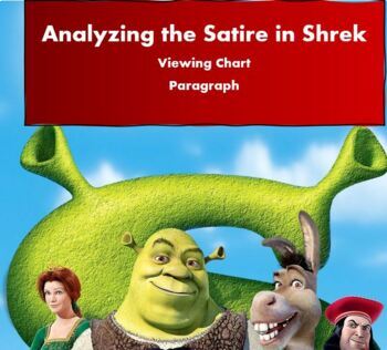 Preview of SATIRE in Shrek - Chart the satire, write a paragraph - KEY paragraph included