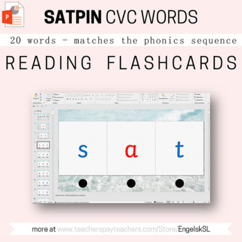 Preview of SATPIN 20 CVC Words Early Reading Flashcards with Dots Powerpoint Phonics