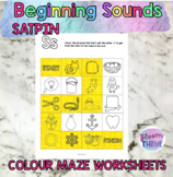 SATPIN Beginning Sounds NO PREP Colour Mazes Worksheets