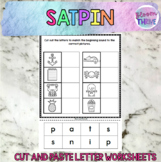 SATPIN Beginning Sounds NO PREP Letter Cut and Paste Worksheets