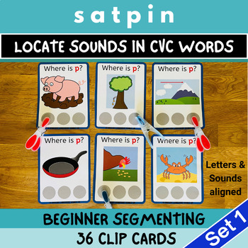 Preview of SATPIN Clip Cards | Identify Positions of Sounds in CVC - Initial, Middle, Final