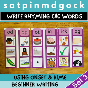 Preview of SATPIN MDGOCK Identify, Sort & Write Rhyming CVC Words Using Onset & Rime