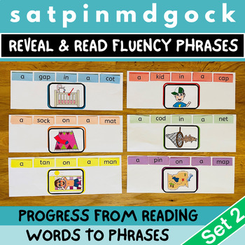 Preview of SATPIN MDGOCK Short Vowel Decodable CVC | Build & Read a Phrase & Picture Match